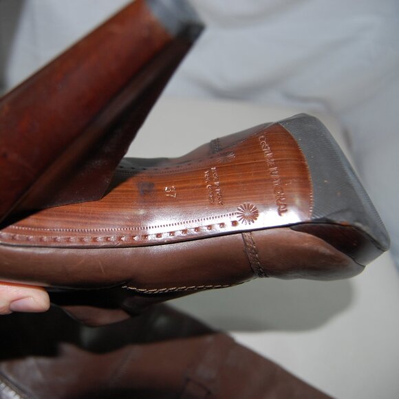 37/6.5❤️ITALY COSTUME NATIONAL Leather Over Knee Thigh High Heels Platform Boots - Picture 16 of 16